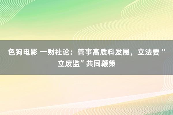 色狗电影 一财社论：管事高质料发展，立法要“立废监”共同鞭策