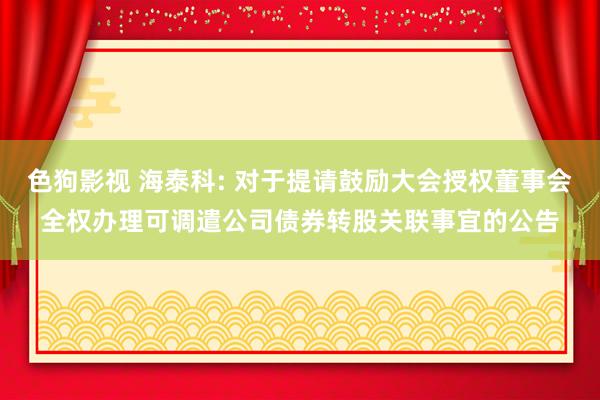 色狗影视 海泰科: 对于提请鼓励大会授权董事会全权办理可调遣公司债券转股关联事宜的公告