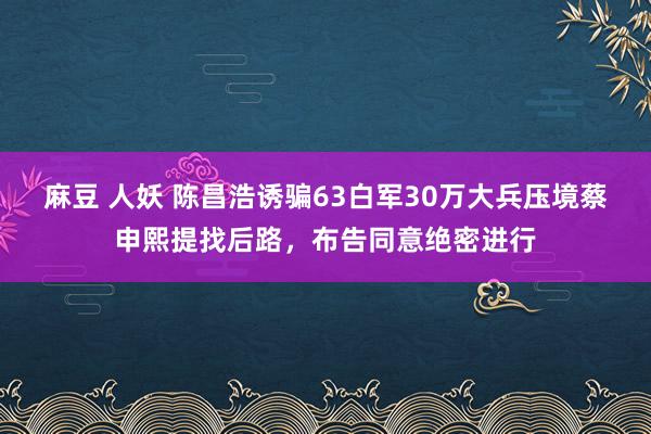 麻豆 人妖 陈昌浩诱骗63白军30万大兵压境蔡申熙提找后路，布告同意绝密进行