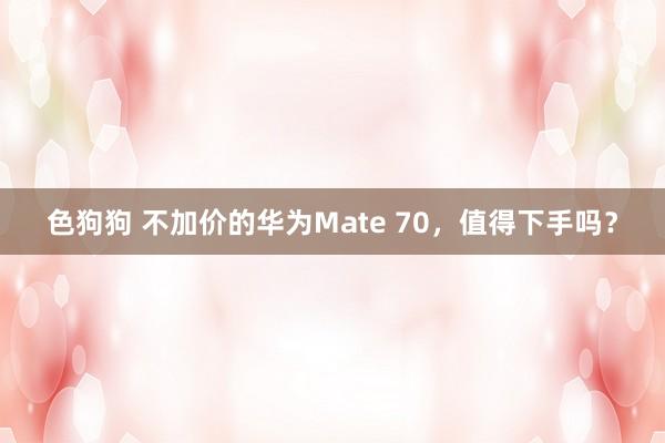 色狗狗 不加价的华为Mate 70，值得下手吗？