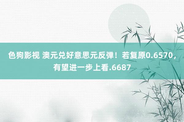 色狗影视 澳元兑好意思元反弹！若复原0.6570，有望进一步上看.6687