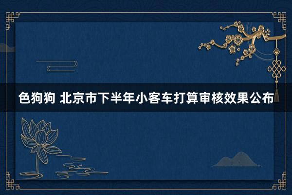 色狗狗 北京市下半年小客车打算审核效果公布