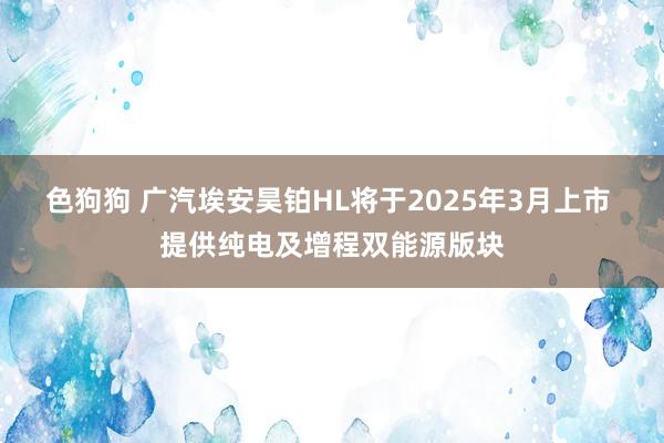 色狗狗 广汽埃安昊铂HL将于2025年3月上市 提供纯电及增程双能源版块