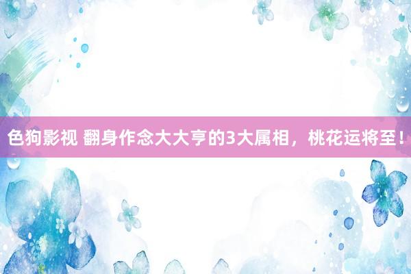 色狗影视 翻身作念大大亨的3大属相，桃花运将至！