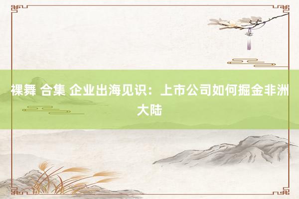 裸舞 合集 企业出海见识：上市公司如何掘金非洲大陆