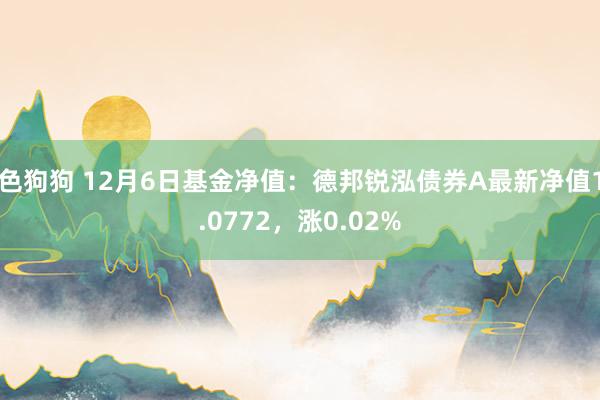 色狗狗 12月6日基金净值：德邦锐泓债券A最新净值1.0772，涨0.02%