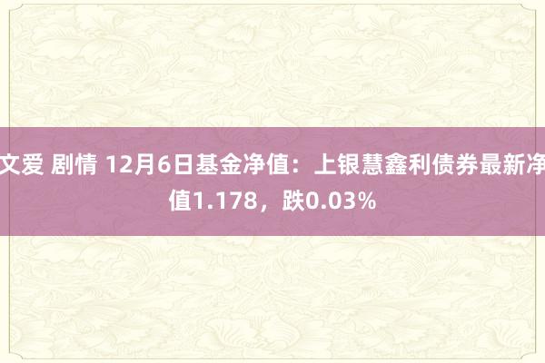 文爱 剧情 12月6日基金净值：上银慧鑫利债券最新净值1.178，跌0.03%