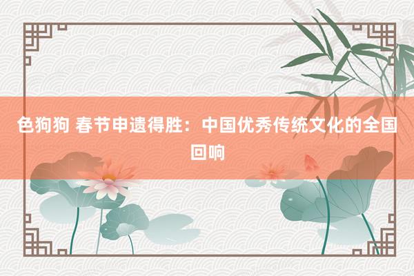 色狗狗 春节申遗得胜：中国优秀传统文化的全国回响