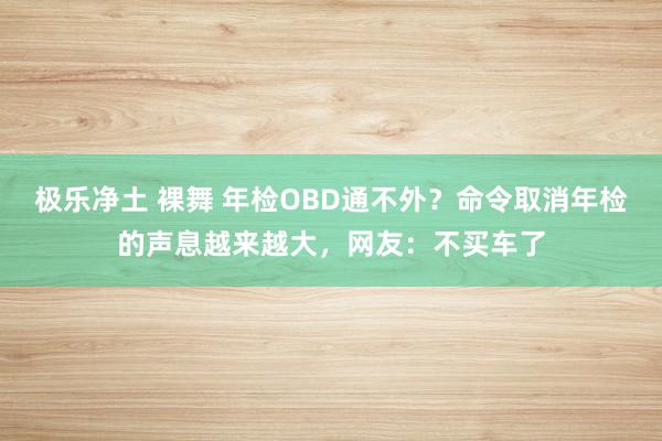 极乐净土 裸舞 年检OBD通不外？命令取消年检的声息越来越大，网友：不买车了