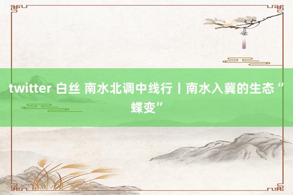 twitter 白丝 南水北调中线行丨南水入冀的生态“蝶变”