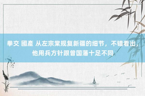 拳交 國產 从左宗棠规复新疆的细节，不错看出，他用兵方针跟曾国藩十足不同
