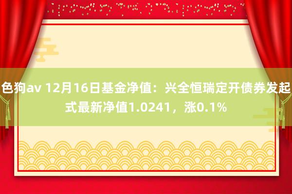 色狗av 12月16日基金净值：兴全恒瑞定开债券发起式最新净值1.0241，涨0.1%