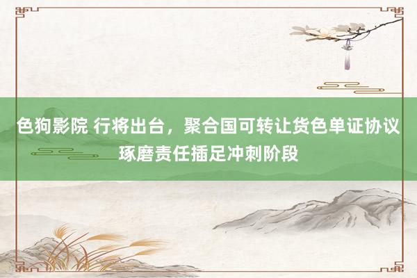 色狗影院 行将出台，聚合国可转让货色单证协议琢磨责任插足冲刺阶段