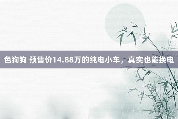 色狗狗 预售价14.88万的纯电小车，真实也能换电