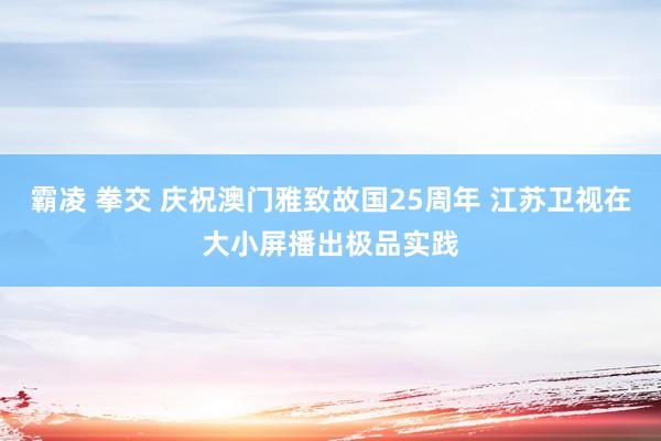 霸凌 拳交 庆祝澳门雅致故国25周年 江苏卫视在大小屏播出极品实践
