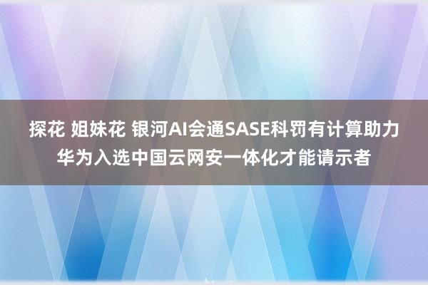 探花 姐妹花 银河AI会通SASE科罚有计算助力华为入选中国云网安一体化才能请示者