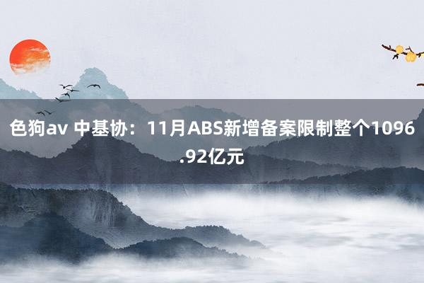 色狗av 中基协：11月ABS新增备案限制整个1096.92亿元