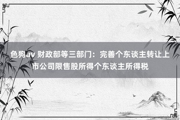 色狗av 财政部等三部门：完善个东谈主转让上市公司限售股所得个东谈主所得税