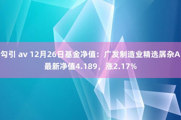 勾引 av 12月26日基金净值：广发制造业精选羼杂A最新净值4.189，涨2.17%