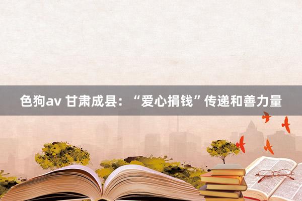 色狗av 甘肃成县：“爱心捐钱”传递和善力量