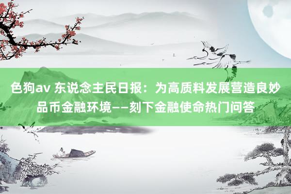 色狗av 东说念主民日报：为高质料发展营造良妙品币金融环境——刻下金融使命热门问答