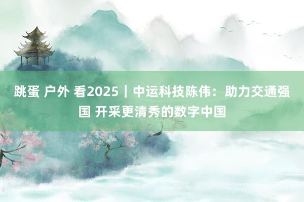 跳蛋 户外 看2025｜中运科技陈伟：助力交通强国 开采更清秀的数字中国