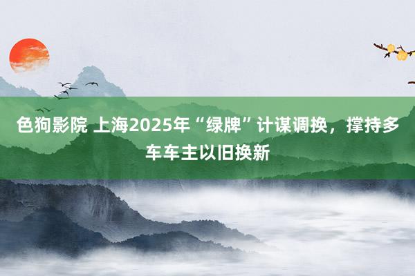 色狗影院 上海2025年“绿牌”计谋调换，撑持多车车主以旧换新