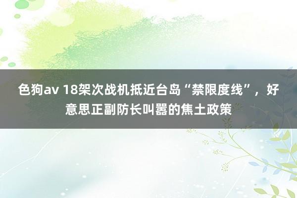 色狗av 18架次战机抵近台岛“禁限度线”，好意思正副防长叫嚣的焦土政策