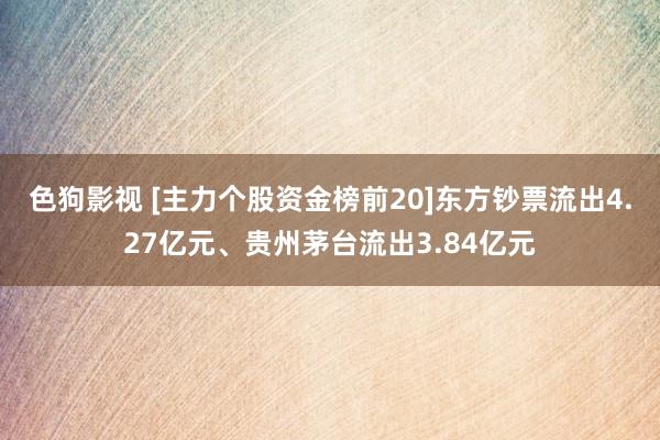 色狗影视 [主力个股资金榜前20]东方钞票流出4.27亿元、贵州茅台流出3.84亿元