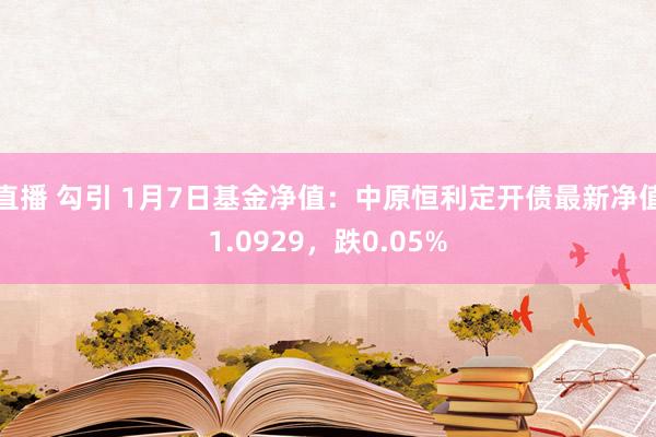 直播 勾引 1月7日基金净值：中原恒利定开债最新净值1.0929，跌0.05%