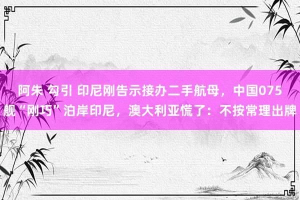 阿朱 勾引 印尼刚告示接办二手航母，中国075舰“刚巧”泊岸印尼，澳大利亚慌了：不按常理出牌