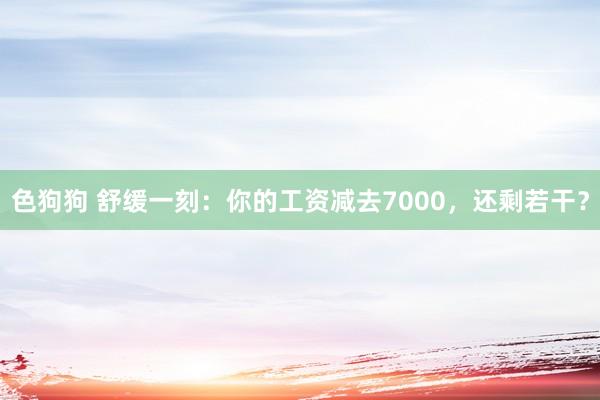 色狗狗 舒缓一刻：你的工资减去7000，还剩若干？