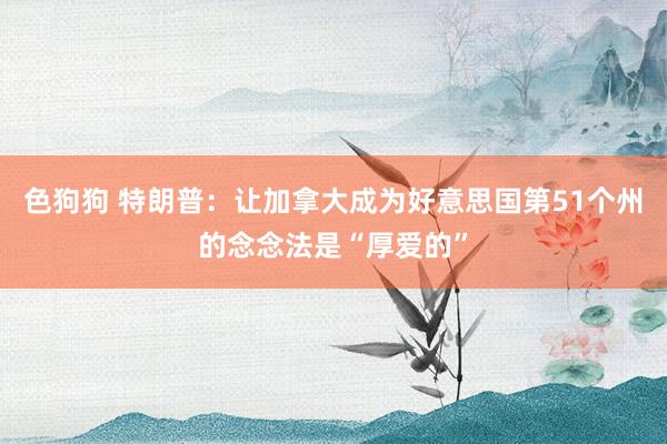 色狗狗 特朗普：让加拿大成为好意思国第51个州的念念法是“厚爱的”