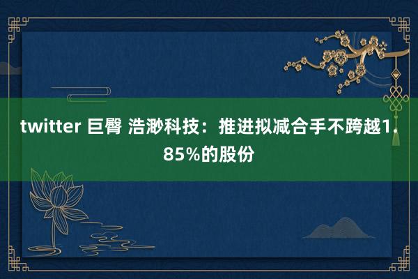 twitter 巨臀 浩渺科技：推进拟减合手不跨越1.85%的股份