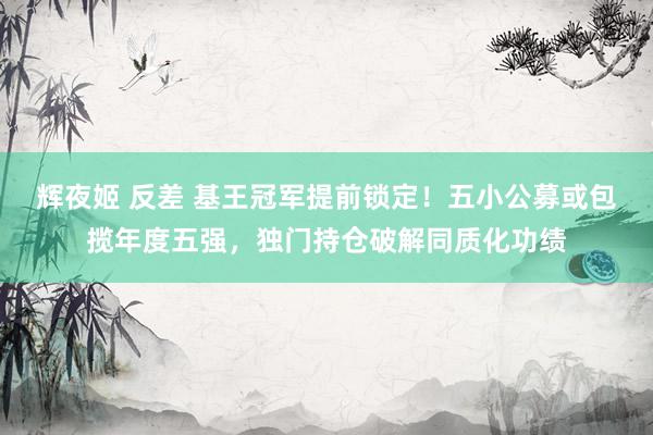 辉夜姬 反差 基王冠军提前锁定！五小公募或包揽年度五强，独门持仓破解同质化功绩