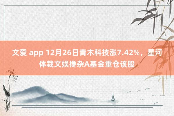 文爱 app 12月26日青木科技涨7.42%，星河体裁文娱搀杂A基金重仓该股