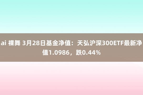 ai 裸舞 3月28日基金净值：天弘沪深300ETF最新净值1.0986，跌0.44%