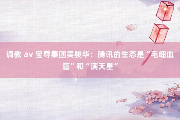 调教 av 宝尊集团吴骏华：腾讯的生态是“毛细血管”和“满天星”