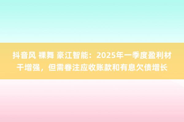 抖音风 裸舞 豪江智能：2025年一季度盈利材干增强，但需眷注应收账款和有息欠债增长