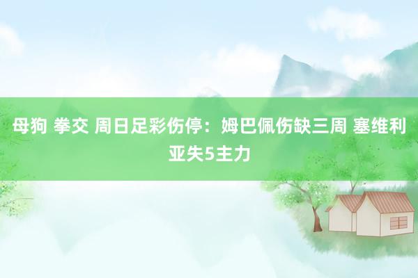 母狗 拳交 周日足彩伤停：姆巴佩伤缺三周 塞维利亚失5主力