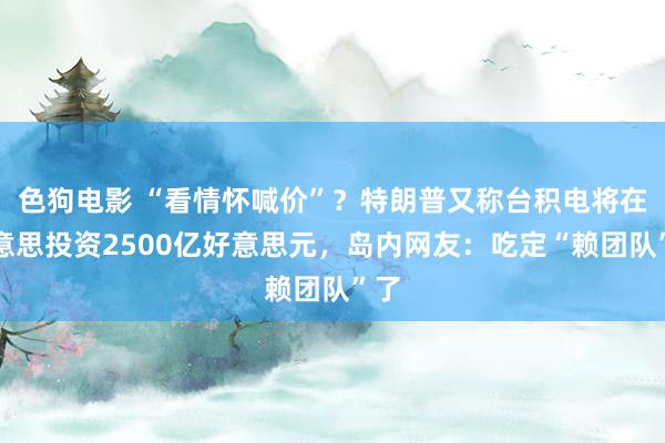 色狗电影 “看情怀喊价”？特朗普又称台积电将在好意思投资2500亿好意思元，岛内网友：吃定“赖团队”了