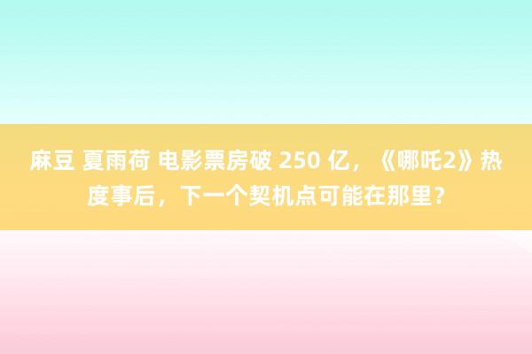 麻豆 夏雨荷 电影票房破 250 亿，《哪吒2》热度事后，下一个契机点可能在那里？
